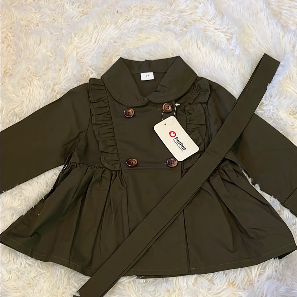 PatPat Olive Green Kids Jacket with Belt